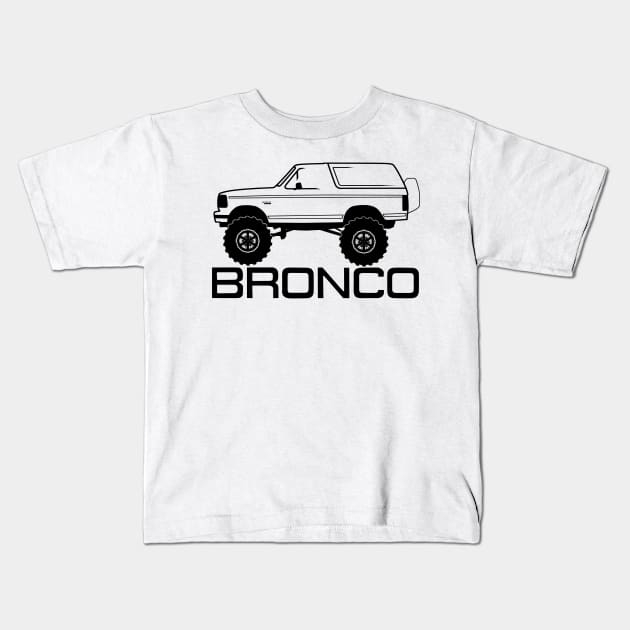 1992-1996 Bronco Side w/Tires, Black Print Kids T-Shirt by The OBS Apparel